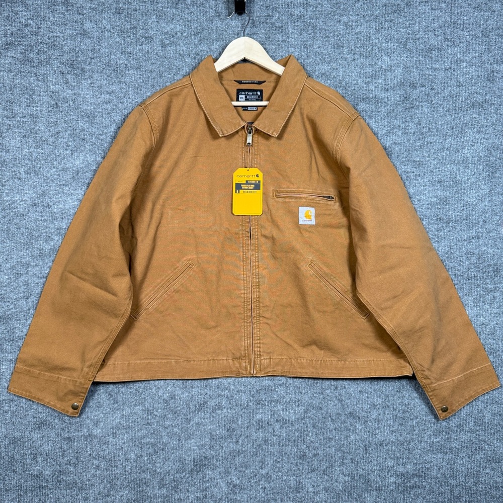Carhartt Mens Sz 2XL Relaxed Fit Rugged Flex Jacket Brown Duck Detroit Workwear
